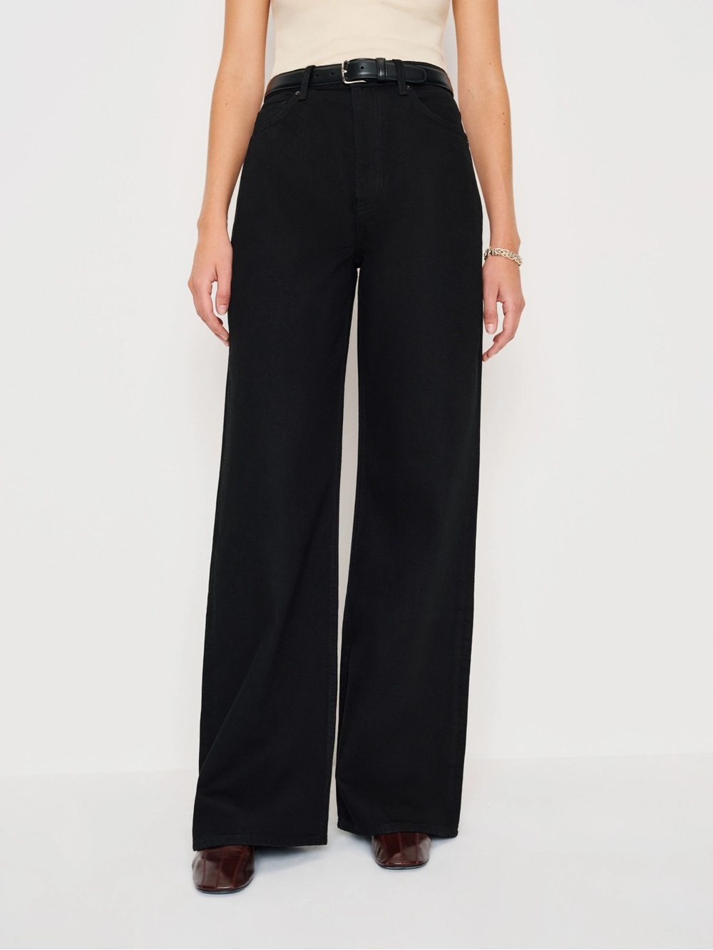 Reformation Black High-Rise Wide-Leg Jeans